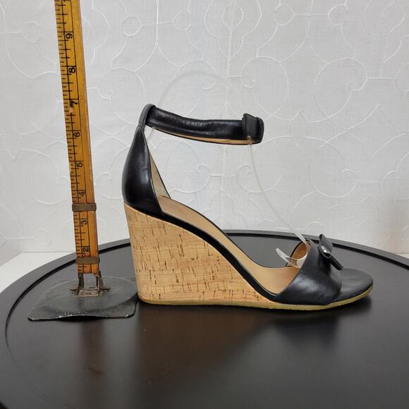 Marc by Marc Jacobs Logo Disc Womens Sandals Size 9 Black Cork Leather Wedge - Picture 15 of 16